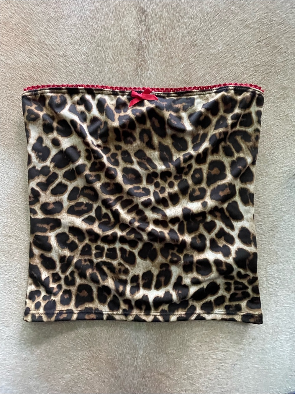 Leopard Red Trim Tube Top